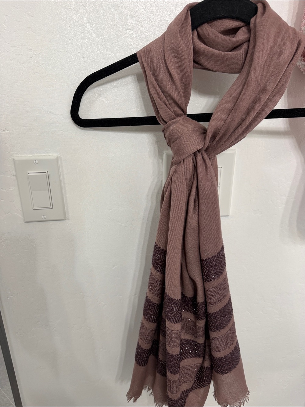 Dusty Rose Striped Accent Scarf - Unbranded